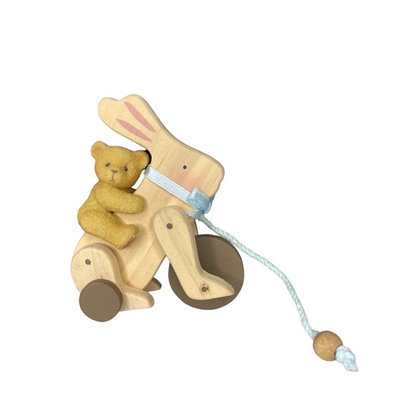 1999 Cherished Teddies Antique Toy Bunny w/Bear Removable Figurine New #537187 - Picture 3 of 11